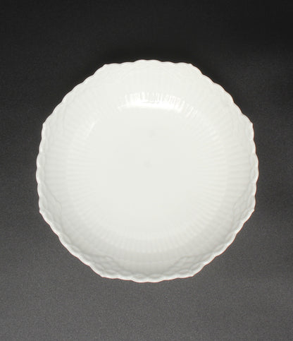 美品 Royal Copenhagen ケーキディッシュ 皿 足つき 17cm ホワイトフルーテッド ハーフレース ロイヤルコペンハーゲン