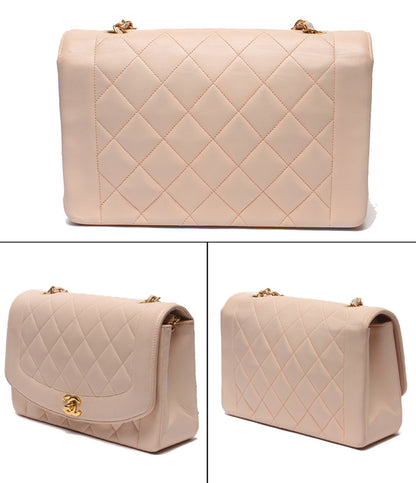 CHANEL チェーンショルダーバッグ 肩掛け ゴールド金具 ダイアナ25 マトラッセ シングルフラップ シングルチェーン ラムスキン ココマーク 2番台