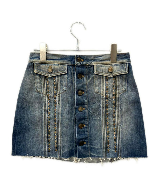 ド*ピ様 SAINT LAURENT サンローラン　デニムミニスカート SAINT LAURENT スタッズ付き デニムミニスカート レディース SIZE 26