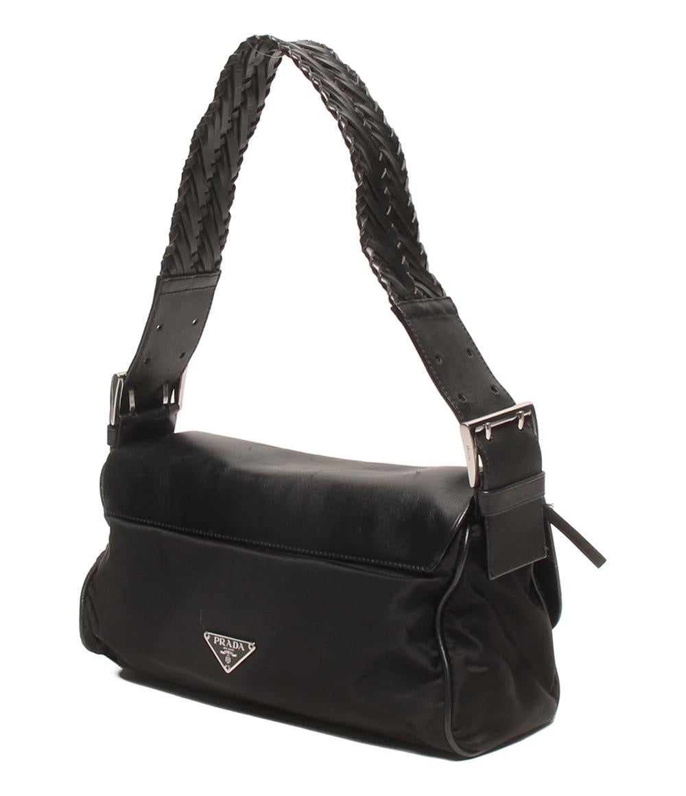 【極美品〜美品】プラダ ワンショルダーバッグ ベルトバッグ ナイロン×レザー PRADA（プラダ） ベルトバッグ ナイロン サフィアーノレザー ブラック