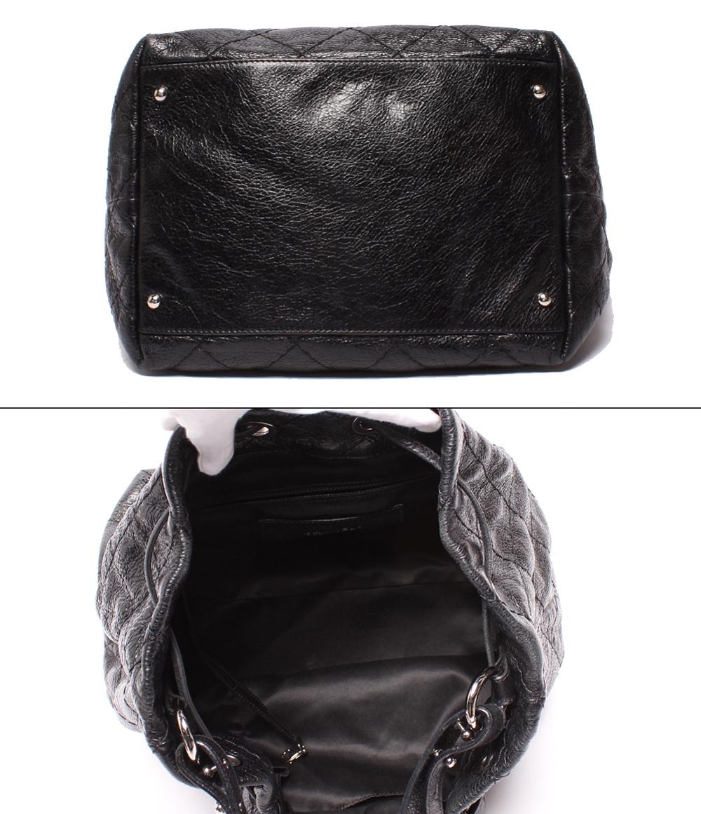 CHANEL レザー ショルダーバッグ  巾着バッグ マトラッセ シルバー金具 14番台 オンザロード レディース シャネル