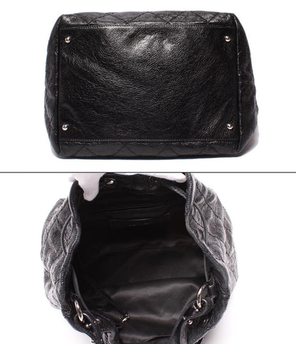 CHANEL レザー ショルダーバッグ  巾着バッグ マトラッセ シルバー金具 14番台 オンザロード レディース シャネル