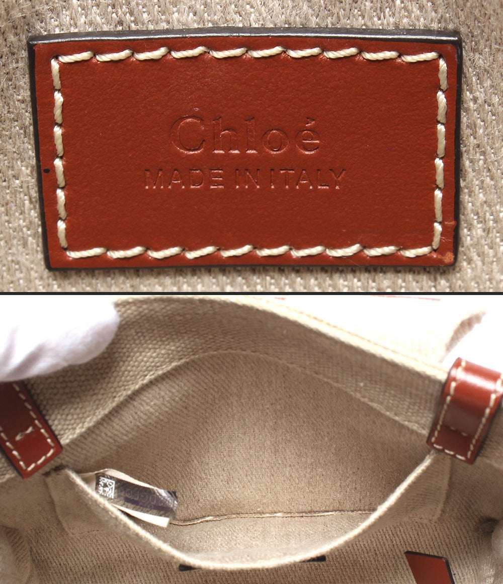 Chloe ミニトートバッグ ショルダーバッグ リネンキャンバス Woody ウッディ レディース クロエ