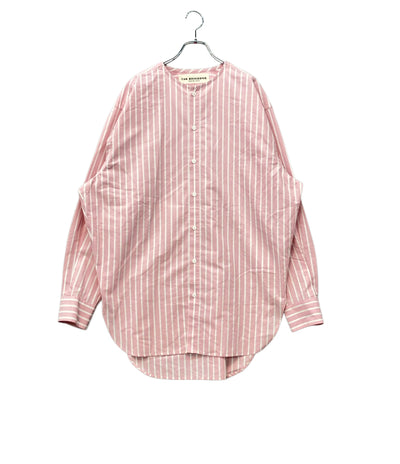 美品 THE SHINZONE 長袖シャツノーカラー ストライプ 24MMSBL01 レディース SIZE F ザ シンゾーン