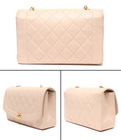 CHANEL チェーンショルダーバッグ 肩掛け ゴールド金具 ダイアナ25 マトラッセ シングルフラップ シングルチェーン ラムスキン ココマーク 2番台