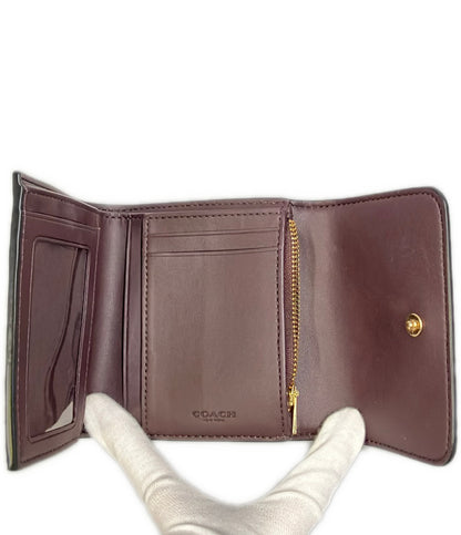美品 COACH 三つ折り財布 シグネチャー レディース コーチ