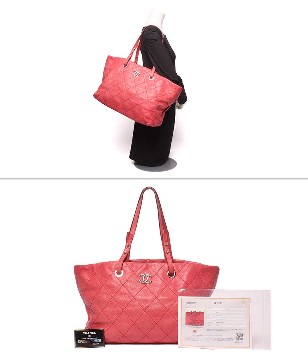CHANEL トートバッグ ショルダーバッグ 肩掛け シルバー金具 13番台 オンザロード ワイルドステッチ レディース シャネル