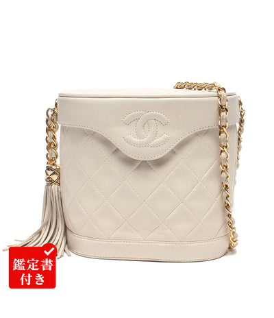 CHANEL チェーンショルダーバッグ バニティケース ゴールド金具 マトラッセ シングルチェーン ラムスキン 1番台 レディース シャネル