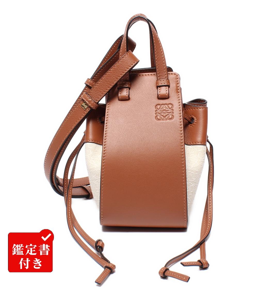 美品 ロエベ 2way ハンドバッグ ショルダーバッグ 斜め掛け ハンモック ドローストリングバッグ ミニ レディース LOEWE