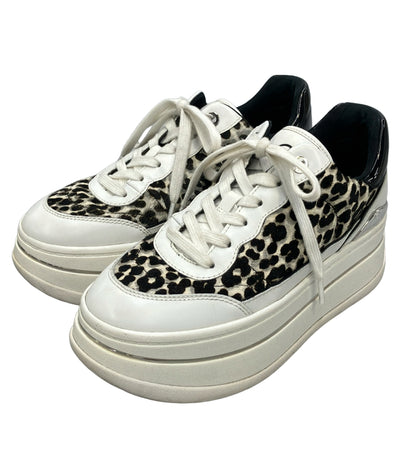 MICHAEL KORS ローカット厚底スニーカー ヘイズ レオパードプリント カーフヘア 43T4HYFS1H レディース SIZE US 7.5 マイケルコース
