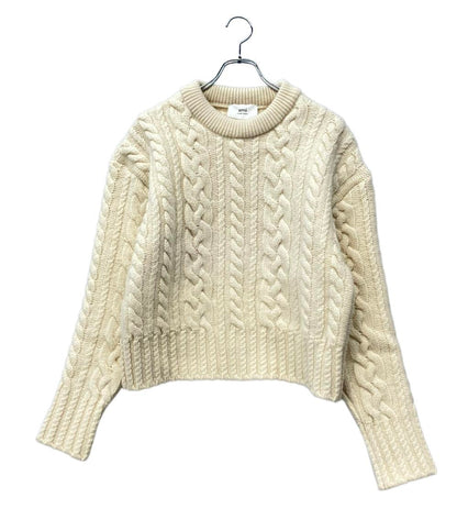 美品 AMI Alexandre Mattiussi 長袖ニット ケーブル セーター タグ付き HKS011.017 メンズ SIZE S アミ パリス アレクサンドル マテュッシ