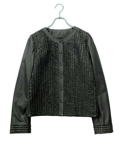 美品 DAMA collection ラムレザージャケット フリル 1114102102 レディース SIZE 13 (XL) ダーマ・コレクション