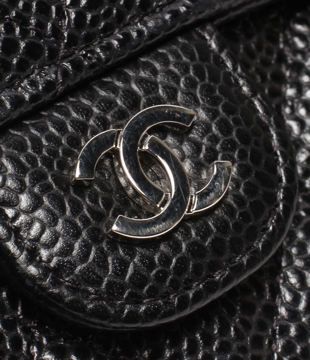 CHANEL 長財布 シルバー金具 キャビアスキン 31番台 マトラッセ クラシックロングフラップウォレット AP0241 レディース シャネル