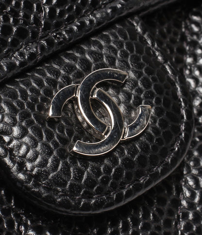 CHANEL 長財布 シルバー金具 キャビアスキン 31番台 マトラッセ クラシックロングフラップウォレット AP0241 レディース シャネル