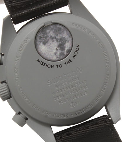 美品 OMEGA Swatch 腕時計 ムーンスウォッチ スピードマスター クオーツ ブラック SO33M100 レディース メンズ オメガ スウォッチ