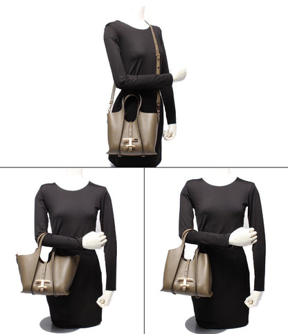 美品 TOD’S ハンドバッグ ショルダーバッグ Tタイムレス レザー ショッピングバッグ ミニ レディース トッズ