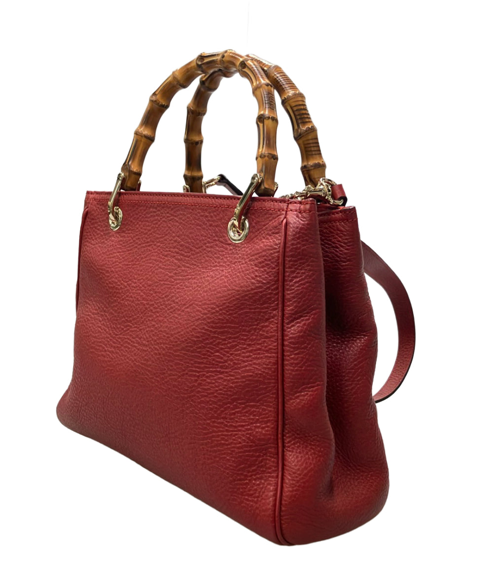 美品 GUCCI ハンドバッグ ショルダーバッグ 2WAY 斜め掛け レザー バンブー 336032 520981 レディース グッチ