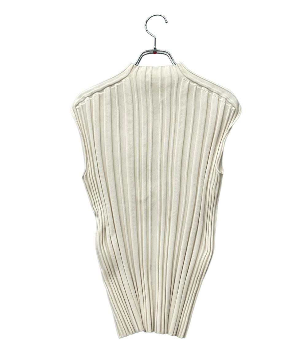 PLEATS PLEASE 白ノースリーブ PLEATS PLEASE ノースリーブ リブニット レディース プリーツプリーズ