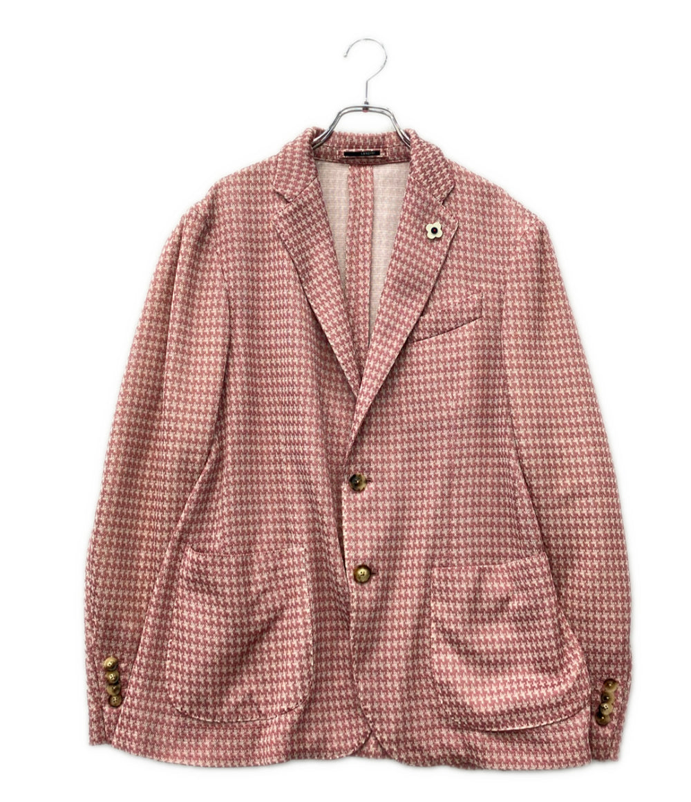 美品 LARDINI 千鳥格子柄 テーラード ジャケット メンズ SIZE 48 (L) ラルディーニ