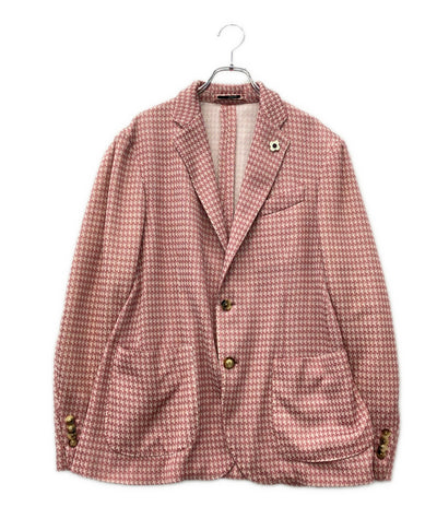 美品 LARDINI 千鳥格子柄 テーラード ジャケット メンズ SIZE 48 (L) ラルディーニ