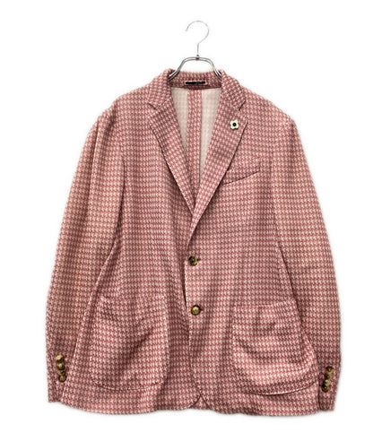 美品 LARDINI 千鳥格子柄 テーラード ジャケット メンズ SIZE 48 (L) ラルディーニ