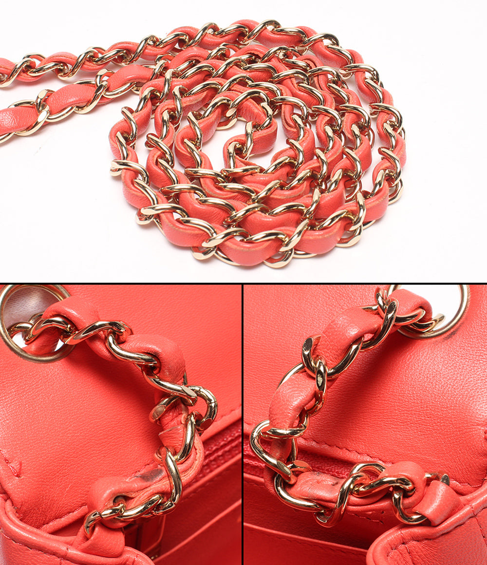 CHANEL チェーンショルダーバッグ 肩掛け ゴールド金具 Vステッチ シングルチェーン シングルフラップ シェブロン ラムスキン A35200 レディース