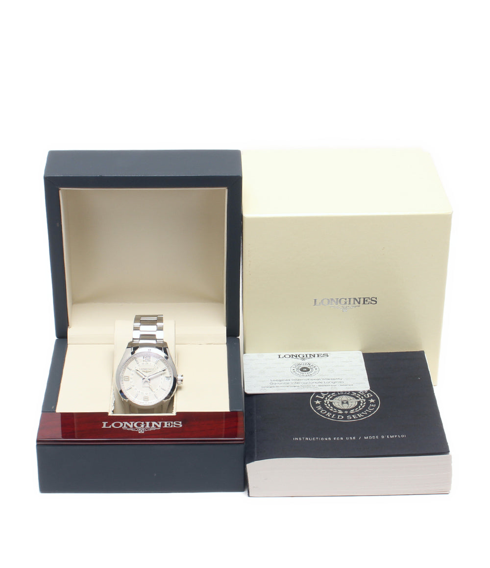 LONGINES 腕時計 コンクエスト クラシック GMT 自動巻き ホワイト L2.799.4 メンズ ロンジン
