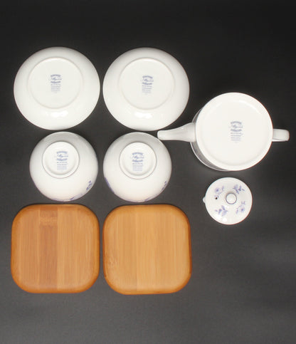 美品 WEDGWOOD ジャパニーズティーカップ 茶托 ティーポット 小皿 豆皿 ミニプレート 5点セット ブループラム ウェッジウッド