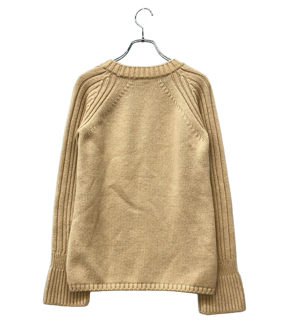 HERMES 長袖ニット ケーブル キャメル レディース SIZE 36 (XS