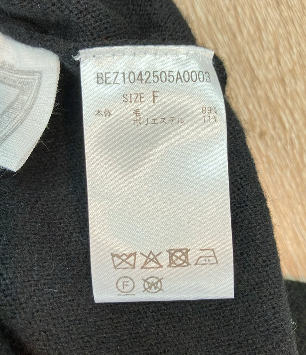 美品 BEARDSLEY 長袖ニット タグ付き ロング ビッグニットタートル BEZ1042505A0003 レディース SIZE F ビアズリー