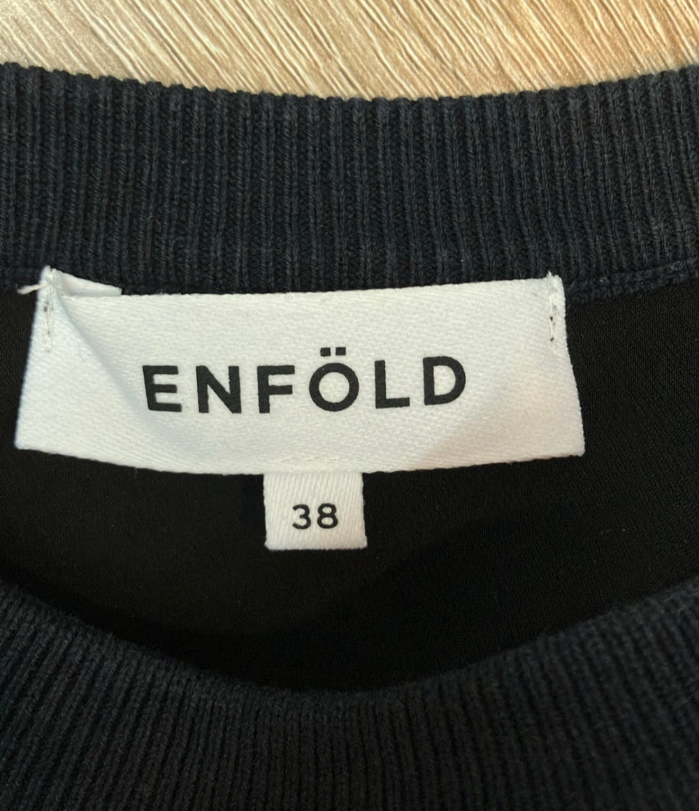 ENFOLD 長袖ワンピース ニット切替 TAFFETA-SKIRT DRESS レディース SIZE 38 (M) エンフォルド