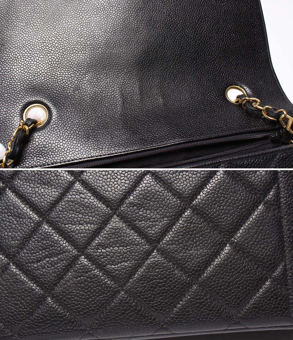 CHANEL チェーンショルダーバッグ ゴールド金具 ダイアナ フラップ マトラッセ ４番台 キャビアスキン レディース シャネル
