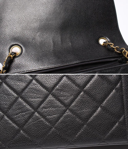 CHANEL チェーンショルダーバッグ ゴールド金具 ダイアナ フラップ マトラッセ ４番台 キャビアスキン レディース シャネル