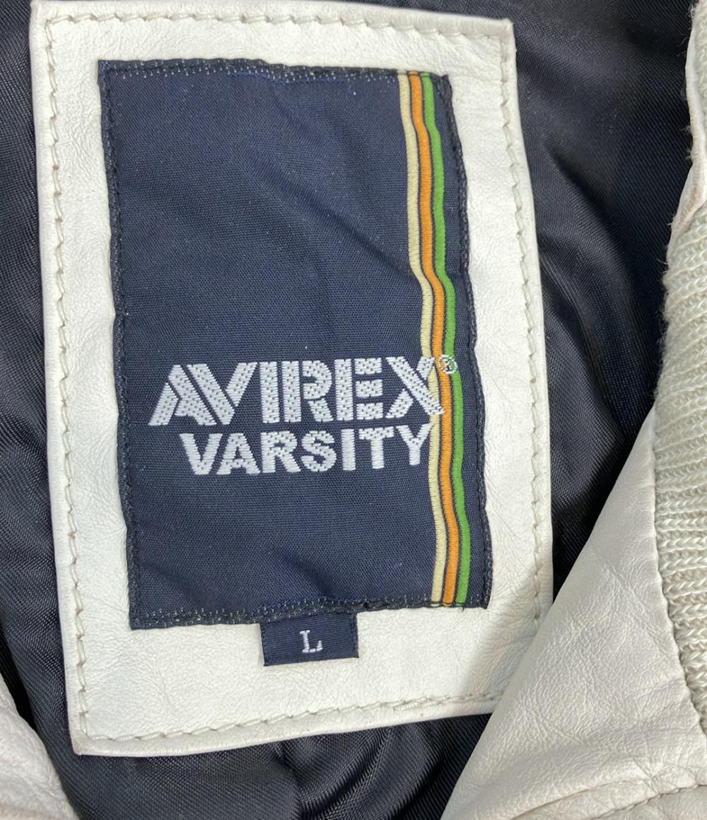 AVIREX レザージャケット  シングルライダース  ヴィンテージ加工 タグ付き 24AW VARSITY LEATHER GARMENT 6181002 メンズ SIZE L アヴィレックス