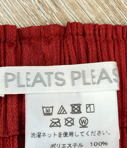 美品 PLEATS PLEASE パンツ プリーツ ワイド レッド PP83-JF434 レディース SIZE 3 (L) プリーツプリーズ