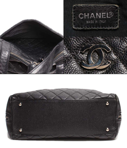 シャネル レザーショルダーバッグ ココマーク シルバー金具 マトラッセ キャビアスキン レディース CHANEL