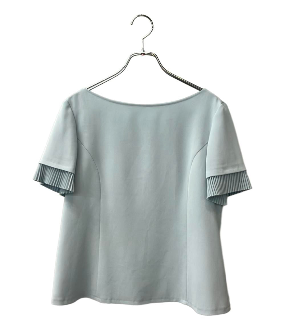 美品 FOXEY NEW YORK 半袖シャツ Blouse Trinete  ベビーブルー 43729  NATOX601PR-2 レディース SIZE 40 (M) フォクシー ニューヨーク