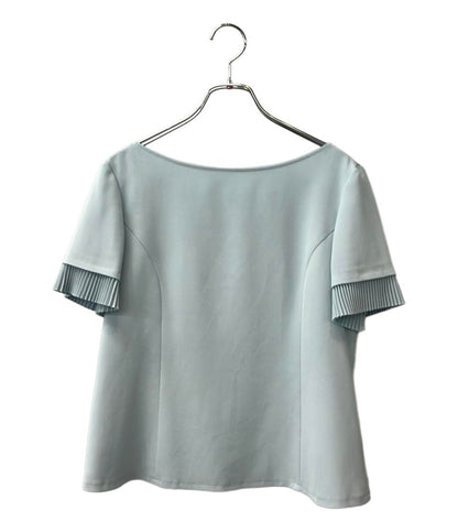 美品 FOXEY NEW YORK 半袖シャツ Blouse Trinete  ベビーブルー 43729  NATOX601PR-2 レディース SIZE 40 (M) フォクシー ニューヨーク