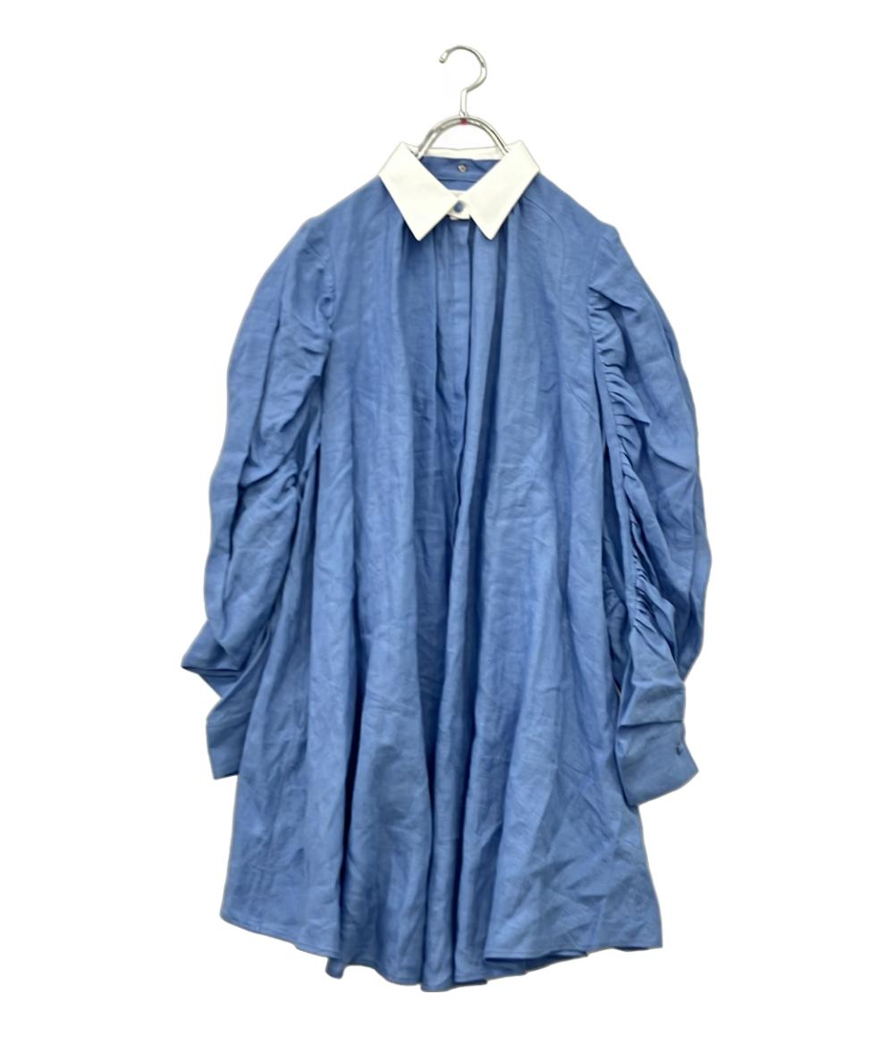 MYLAN 長袖ワンピース ボリュームスリーブ シャツ タグ付き リネン100% MY24SS-BL028 レディース SIZE F (M) マイラン