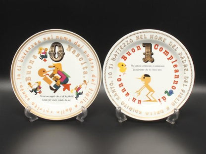 リチャードジノリ バースデープレート 皿 2点セット 21cm ピノキオ 0歳 1歳 Richard Ginori