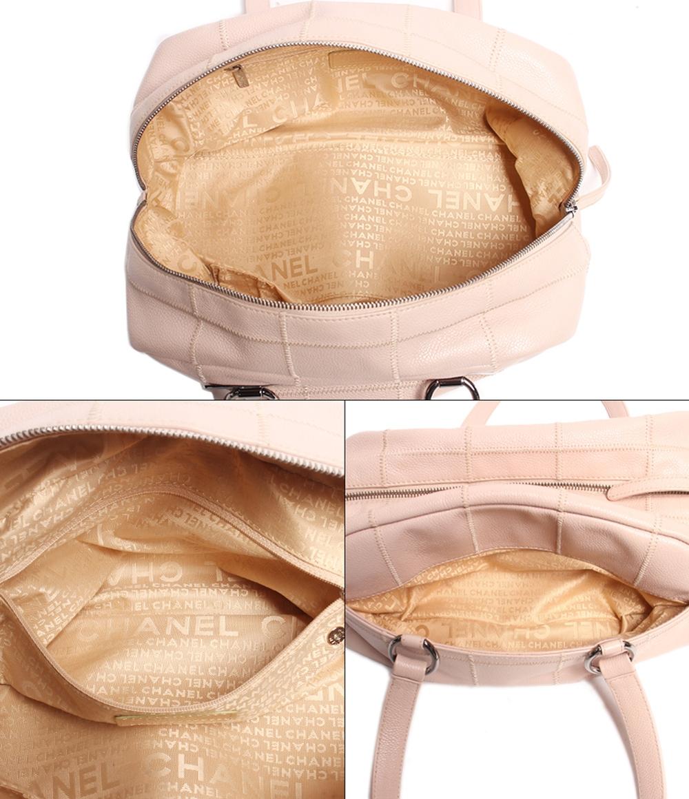 シャネル ショルダーバッグ ボストンバッグ レザー シルバー金具 チョコバー キャビアスキン レディース CHANEL