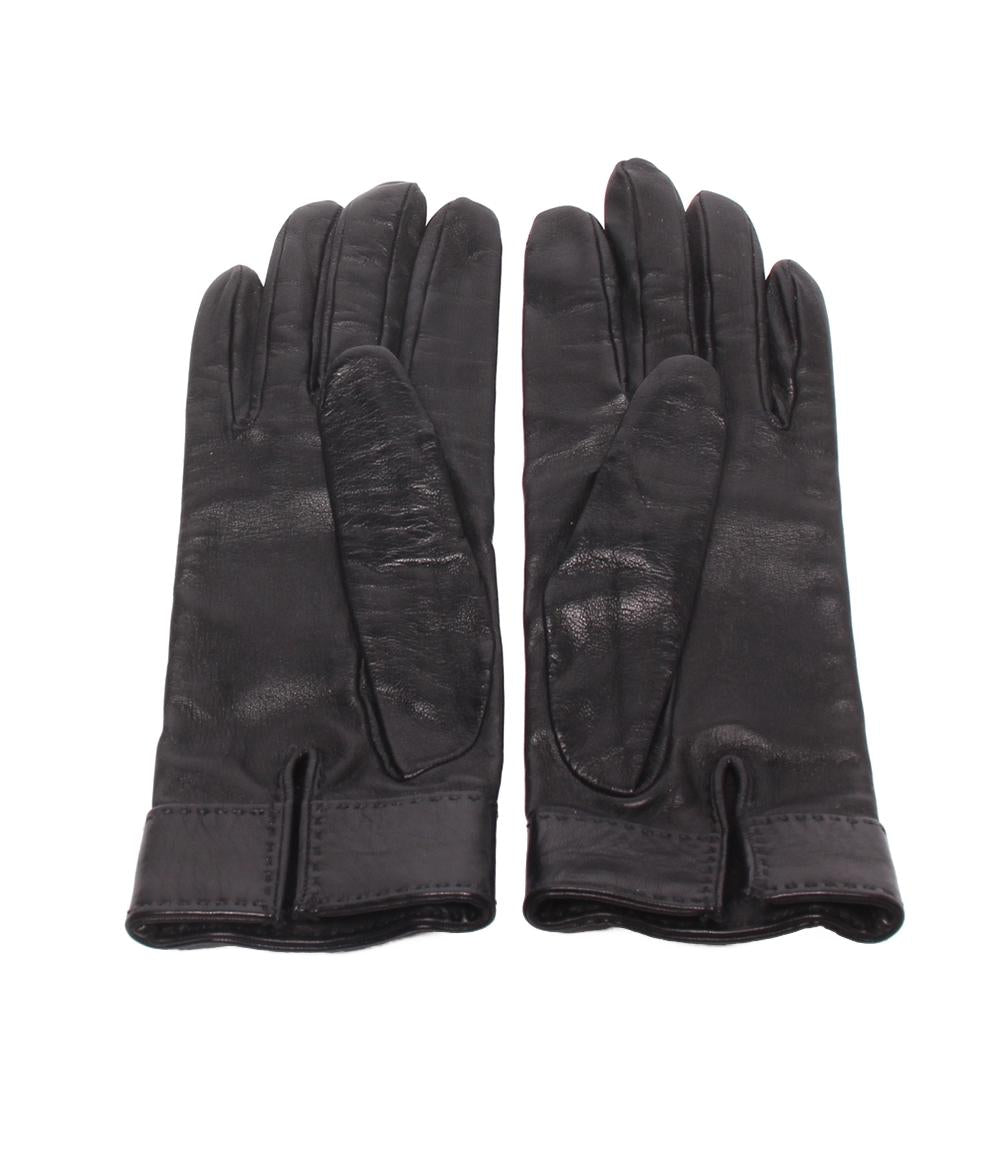 HERMES 手袋 レザーグローブ ラムスキン シルバー金具 コリエドシアン レディース エルメス