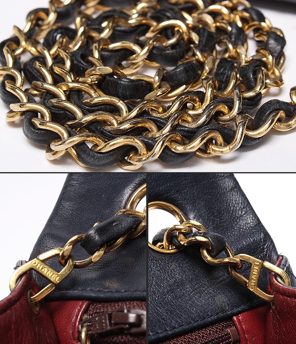 CHANEL チェーンショルダーバッグ マトラッセ フルフラップ ゴールド金具 ラムスキン 1番台 レディース シャネル