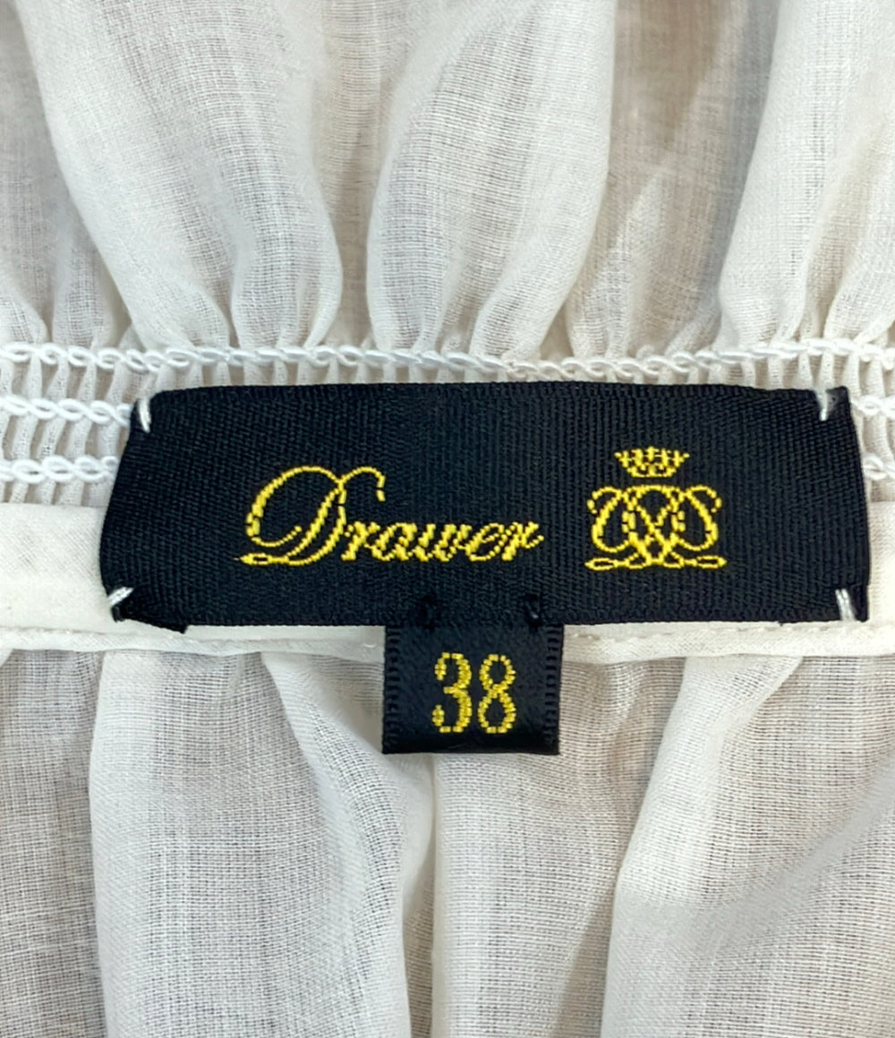 美品 Drawer 長袖シャツ ブラウス フリルカラーシアー 6521-2-991375 レディース SIZE 38 (S) ドゥロワー