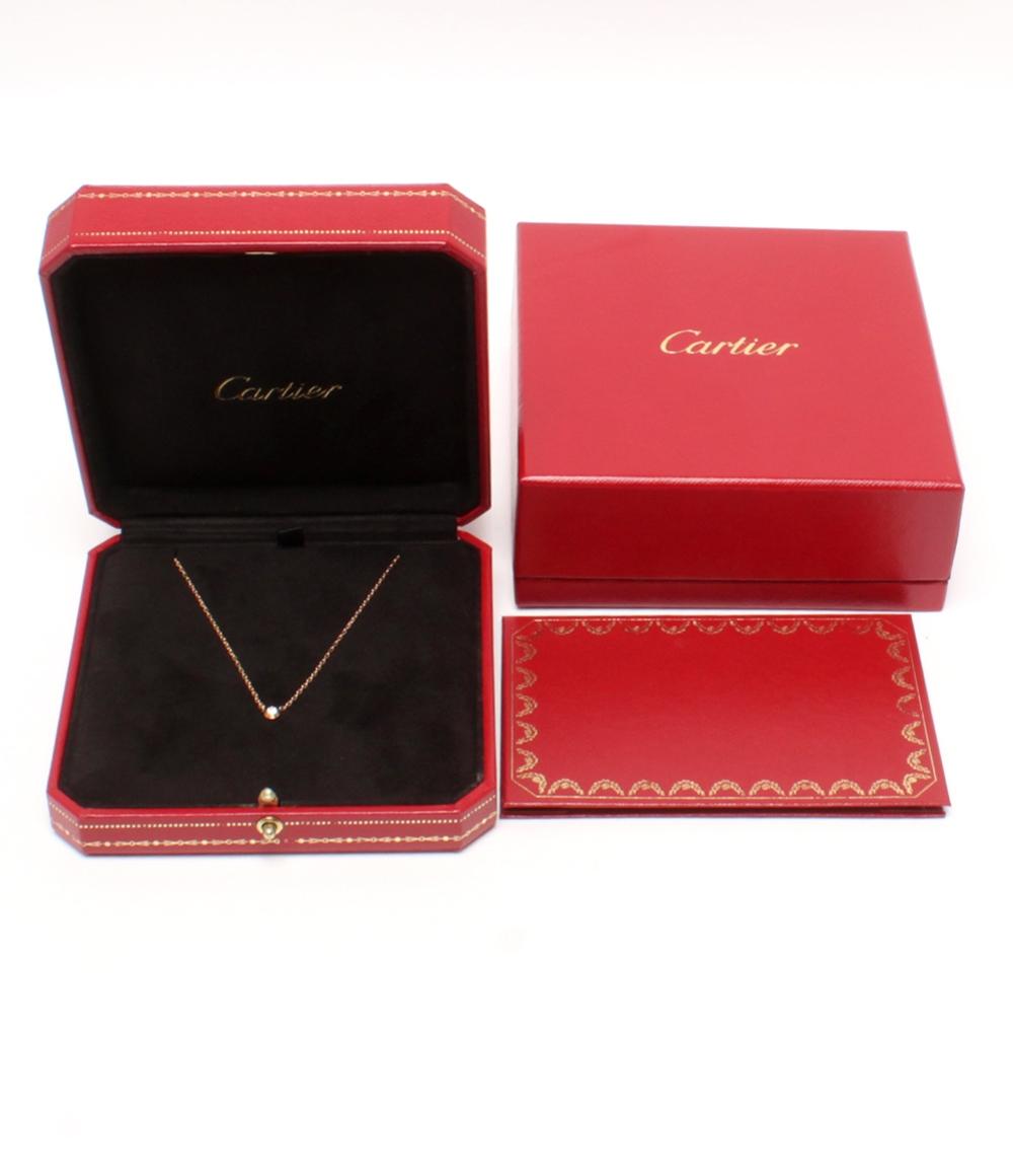 美品 Cartier ネックレス K18 ダムール 1P ダイヤ レディース カルティエ