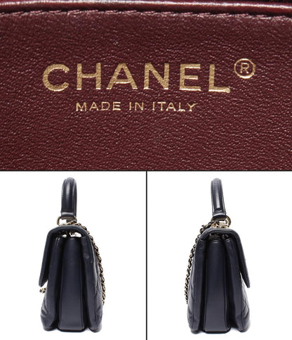 CHANEL 2wayチェーンショルダーバッグ ハンドバッグ 肩掛け ゴールド金具 ラムスキン マトラッセ レディース シャネル
