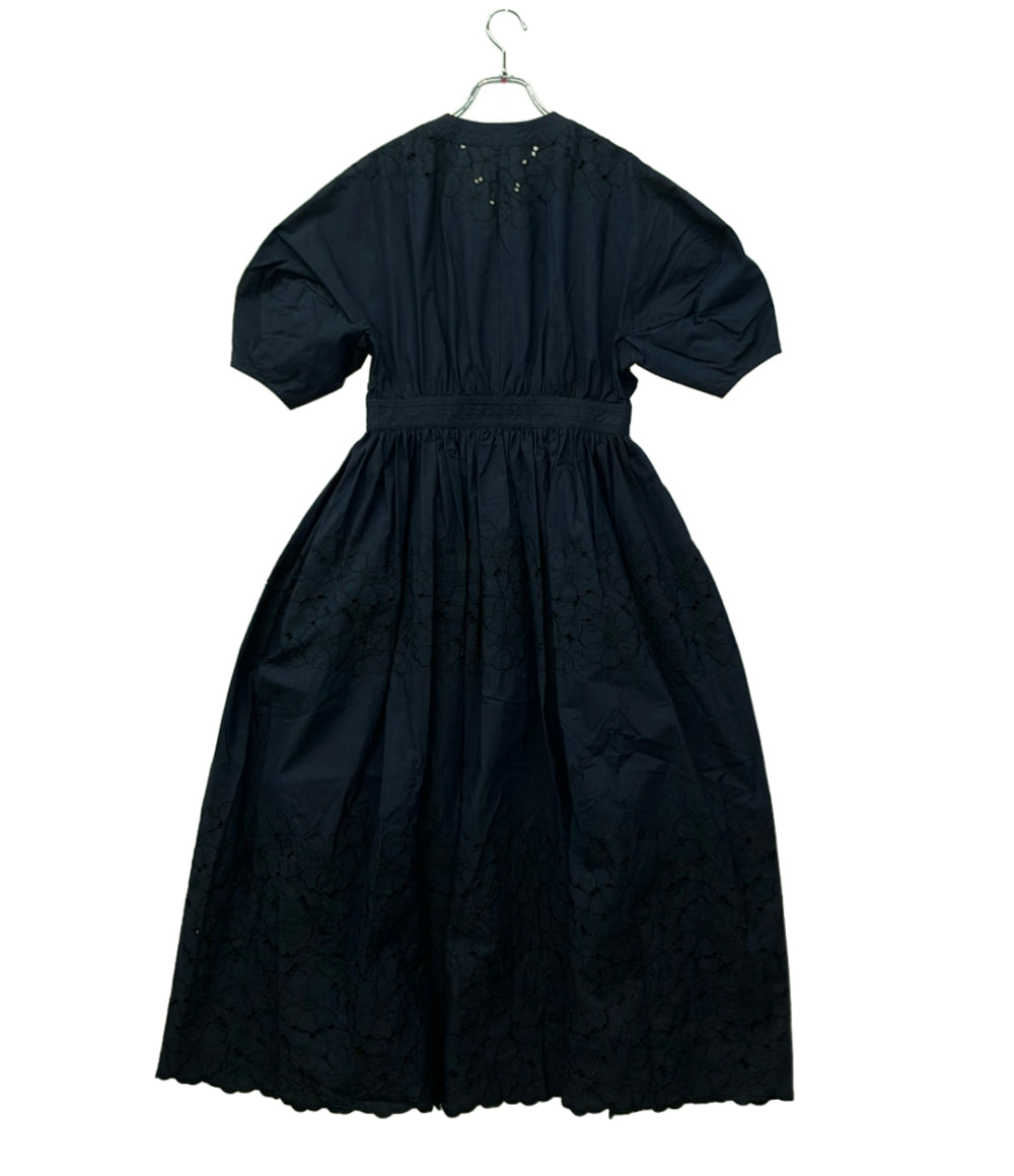 Drawer 半袖ワンピース 刺繍 フロントボタン レース ロング エンブロロングワンピース 6526-299-0990 レディース SIZE 36 (XS) ドゥロワー