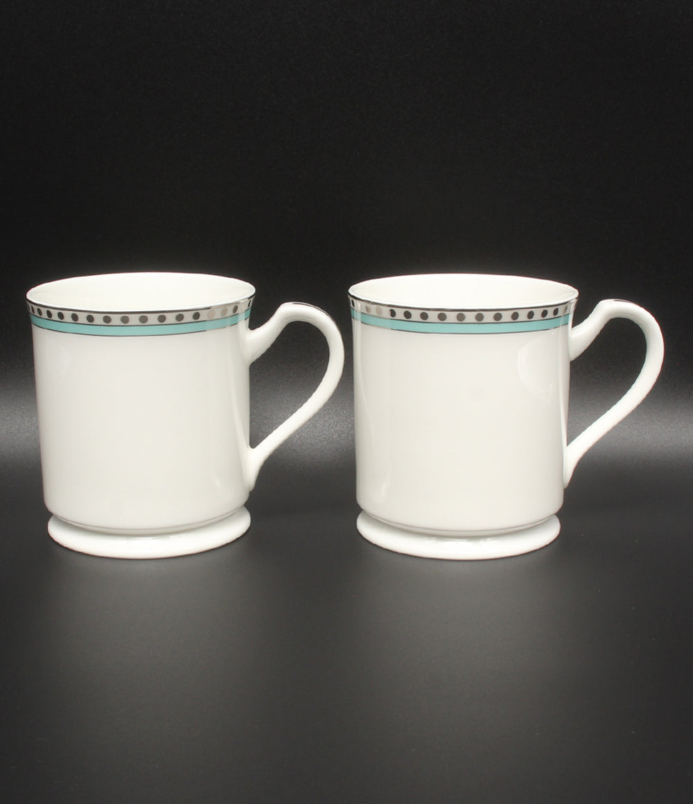 美品 Tiffany & Co. マグカップ 2点セット ペア プラチナブルーバンド ティファニー
