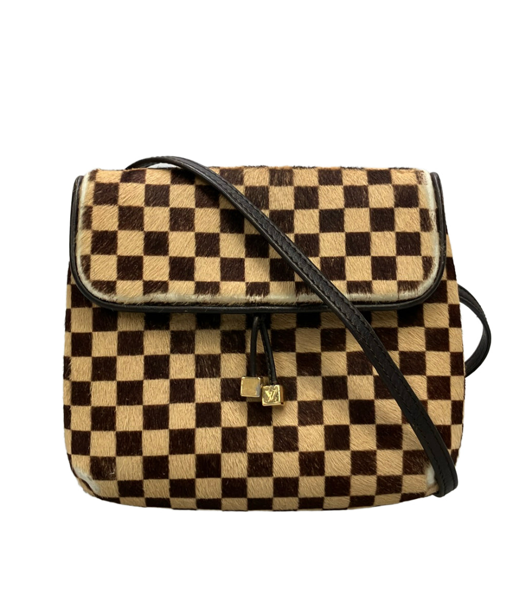 LOUIS VUITTON ショルダーバッグ 斜め掛け ハラコ ガゼル ダミエ ソバージュ M92130 レディース ルイ・ヴィトン