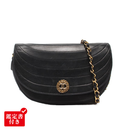 訳あり CHANEL チェーンショルダーバッグ 肩掛け ゴールド金具 ラムスキン ハーフムーン レディース シャネル